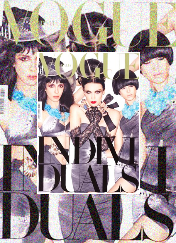 vogueitaliacover Vogue Italia February 2010 Cover | Agyness, Daphne & Jamie by Steven Meisel
