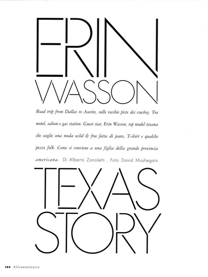 erin wasson1 Erin Wasson for <em>Elle Italia</em> August 2010 by David Mushegain