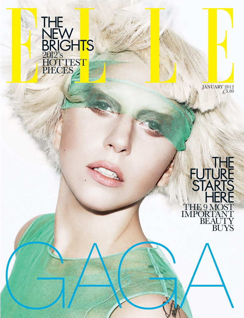 gaga1 Lady Gaga by Matt Irwin for <em>Elle UK</em> January 2012 (Cover)