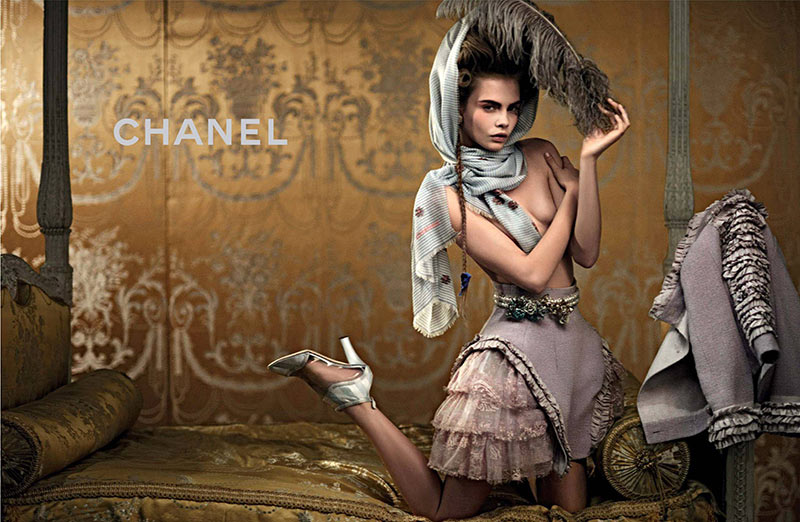 chanel1 Saskia de Brauw and Cara Delevingne Are Golden for Chanels Cruise 2013 Campaign by Karl Lagerfeld