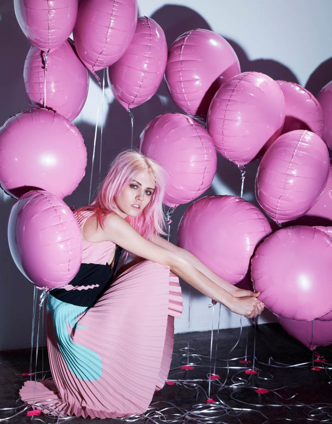 Charlotte Free Fashion Magazine Editorial Pink Hair Pink Balloons