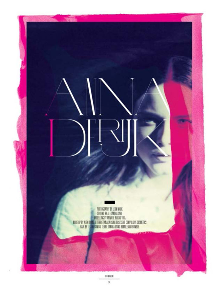 anna de rijk1 Anna de Rijk by Leon Mark for Rika Magazine S S 2012