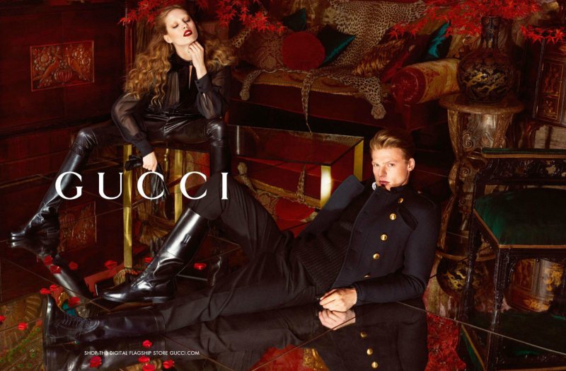 gucci2 Karmen Pedaru & Nadja Bender Luxuriate in Guccis Fall 2012 Campaign by Mert & Marcus