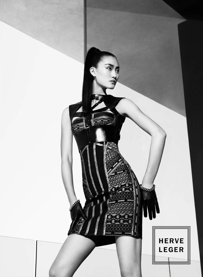 herve leger5 Lina Zhang Fronts Herve Leger by Max Azrias Fall 2012 Campaign