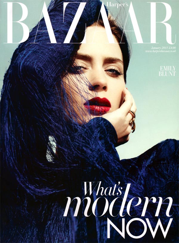 emilycover <em>Harpers Bazaar UK</em> January 2011 Cover | Emily Blunt by Paola Kudacki