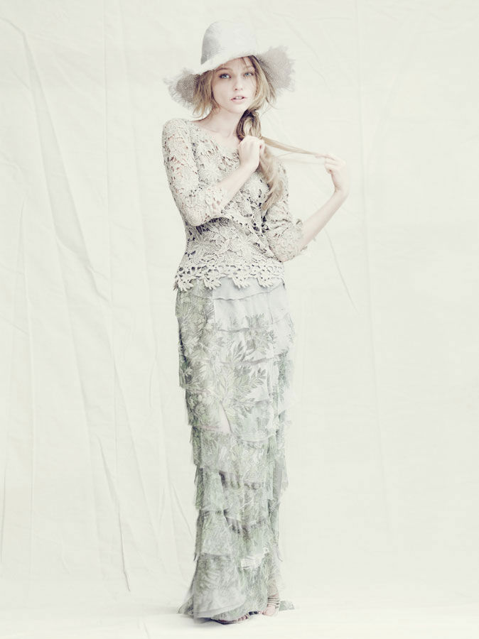 Sasha Pivovarova was an ethereal vision in Alberta Feretti's romantic designs. / Photo by Paolo Roversi