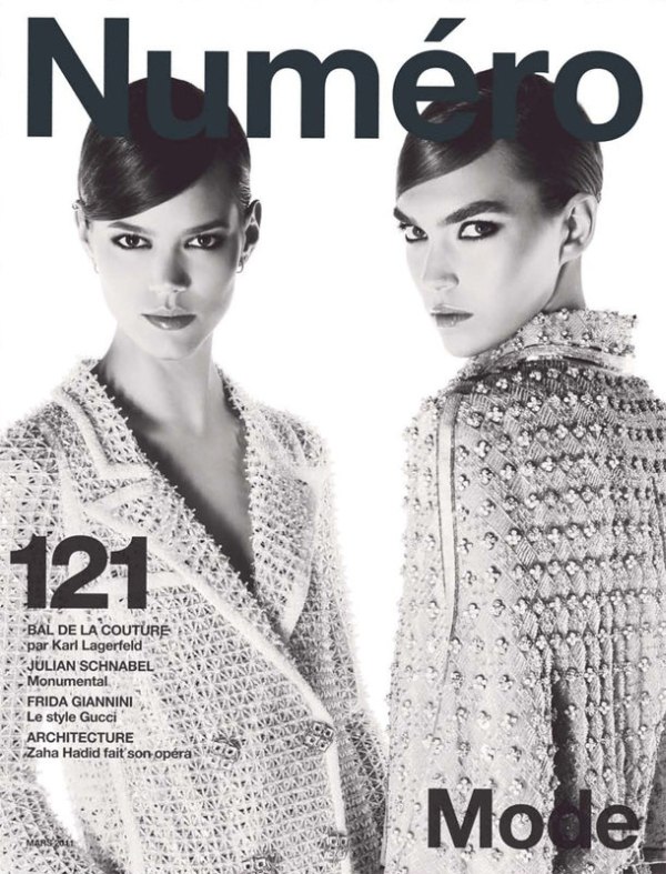 numerocover <em>Numéro</em> #121 March 2011 Cover | Freja Beha Erichsen & Arizona Muse by Karl Lagerfeld