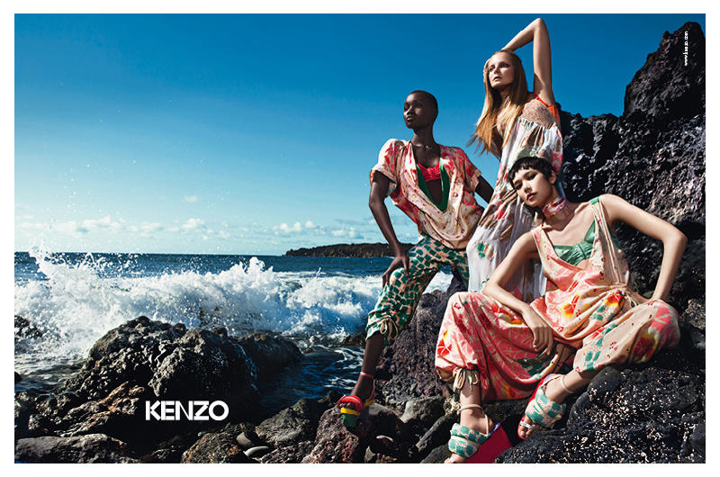 Kenzo enlisted a diverse cast for its spring campaign starring Tao Okamoto, Eniko Mihalik and Ataui Deng. / Photo by Mario Sorrenti