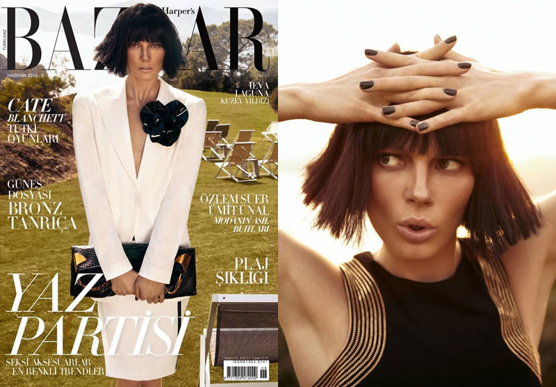 ieva laguna Ieva Laguna Goes Brunette for June Cover of Harpers Bazaar Turkey, Lensed by Koray Birand