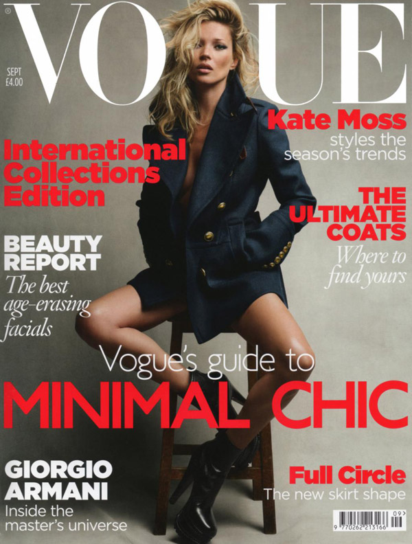 katecover <em>Vogue UK</em> September 2010 Cover | Kate Moss by Patrick Demarchelier