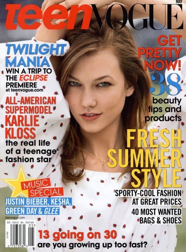 karliecover <em>Teen Vogue</em> May 2010 Cover | Karlie Kloss by Patrick Demarchelier