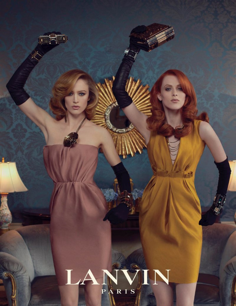 Karen Elson and Raquel Zimmermann got into the groove for Lanvin's fall 2011 campaign. / Photo by Steven Meisel