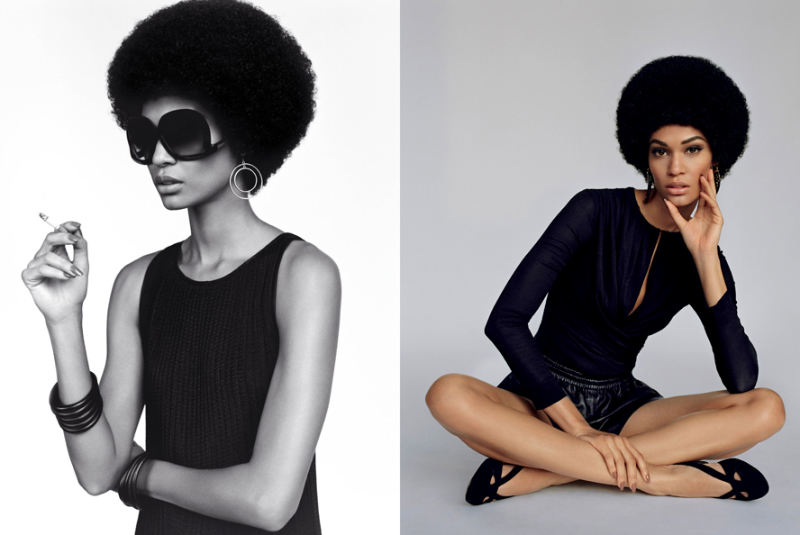 Joan Smalls donned a seventies inspired afro for V #70 by Alasdair McLellan